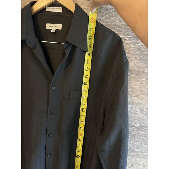 Pierre Cardin Dress Shirt Mens Size L Black Button Up Long Sleeve 16 1/2 Collar - Picture 4 of 8